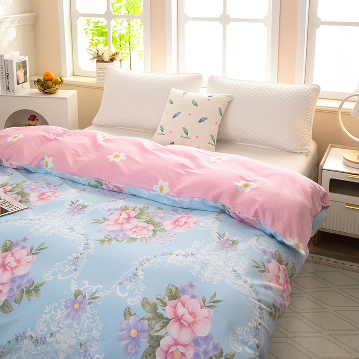 91家纺网 家纺一手货源 找家纺  雨萝家纺 新款12868全棉被罩纯棉被套 花叶倾城