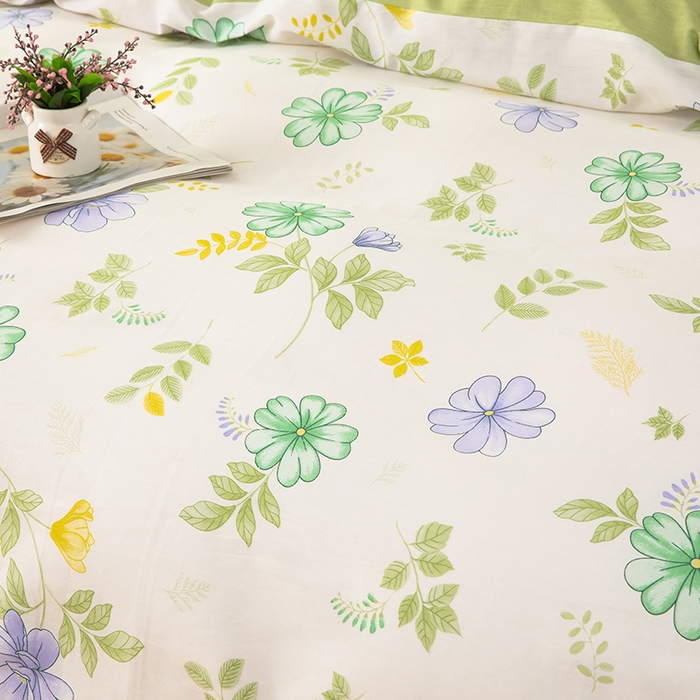 91家纺网 家纺一手货源 找家纺  雨萝家纺 新款12868全棉被罩纯棉被套 桔梗花