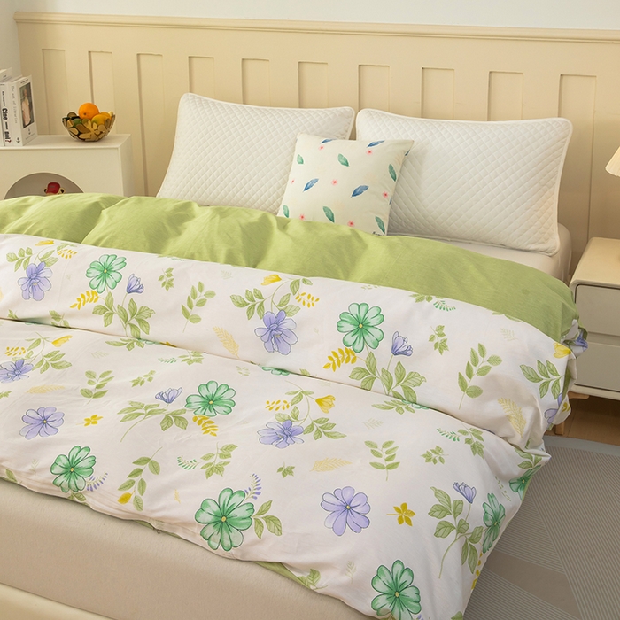 91家纺网 家纺一手货源 找家纺  雨萝家纺 新款12868全棉被罩纯棉被套 桔梗花