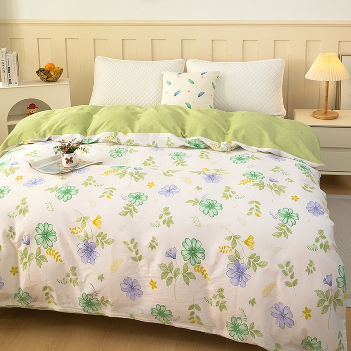 91家纺网 家纺一手货源 找家纺  雨萝家纺 新款12868全棉被罩纯棉被套 桔梗花