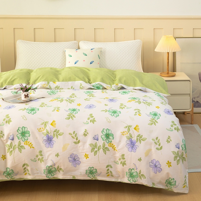 91家纺网 家纺一手货源 找家纺  雨萝家纺 新款12868全棉被罩纯棉被套 桔梗花