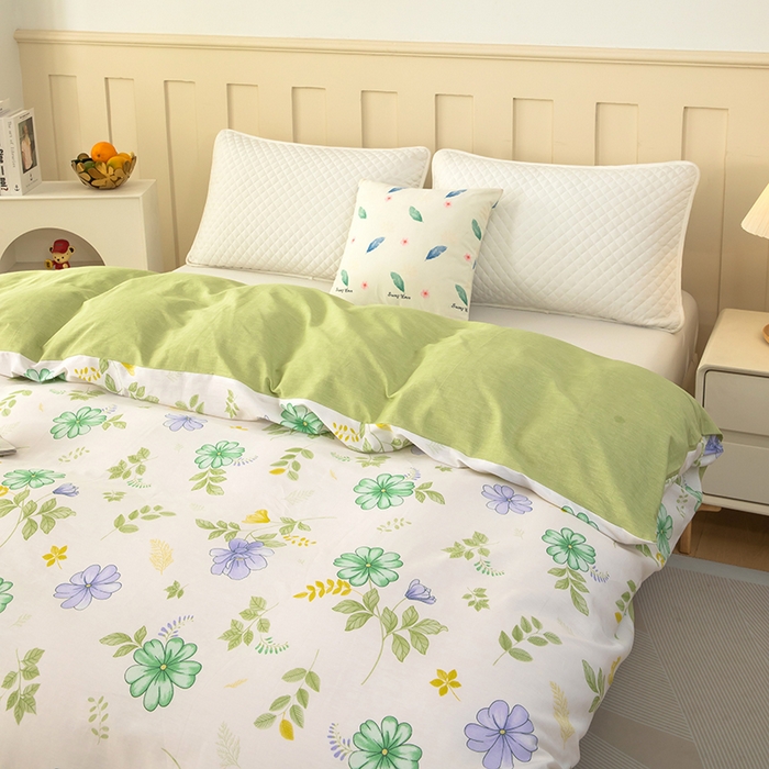 91家纺网 家纺一手货源 找家纺  雨萝家纺 新款12868全棉被罩纯棉被套 桔梗花