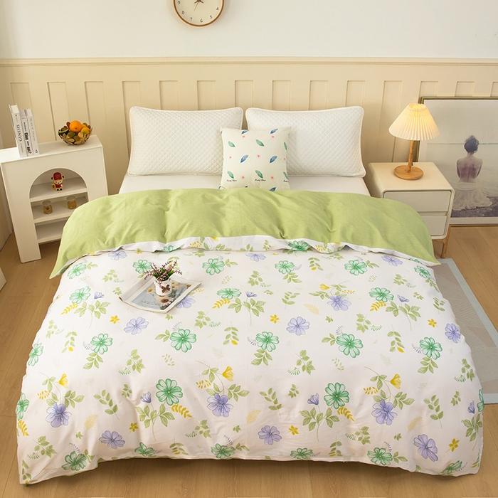 91家纺网 家纺一手货源 找家纺  雨萝家纺 新款12868全棉被罩纯棉被套 桔梗花