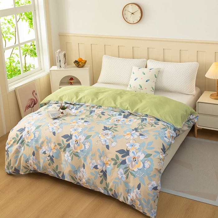 91家纺网 家纺一手货源 找家纺  雨萝家纺 新款12868全棉被罩纯棉被套 木棉花