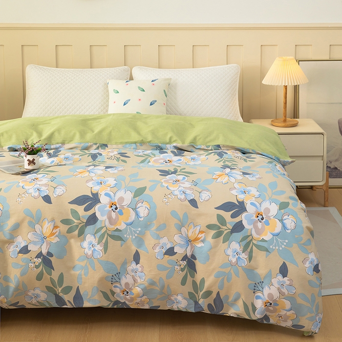 91家纺网 家纺一手货源 找家纺  雨萝家纺 新款12868全棉被罩纯棉被套 木棉花