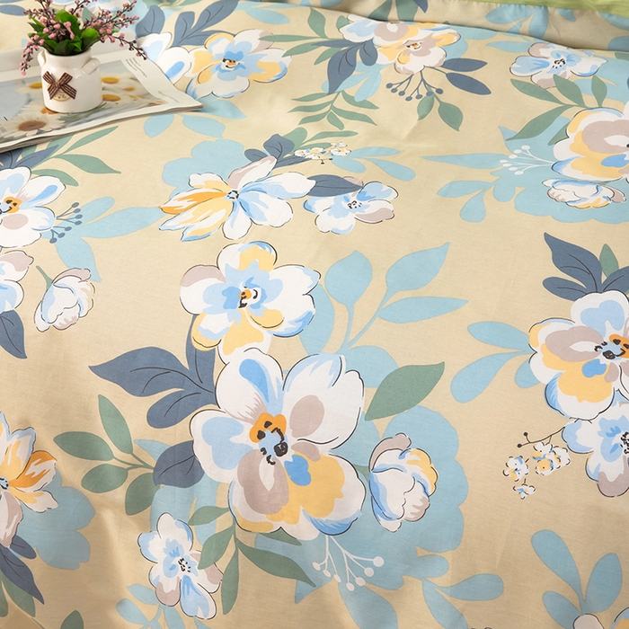 91家纺网 家纺一手货源 找家纺  雨萝家纺 新款12868全棉被罩纯棉被套 木棉花