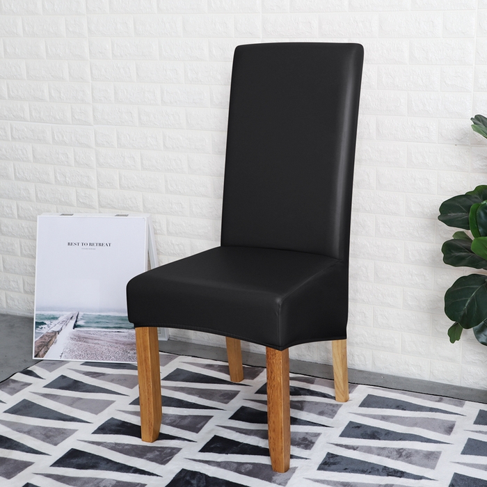 （总）壹零特色家纺 弹力防水PU一体式大码斜摆连体椅套 家用饭店人造革纯色椅子套