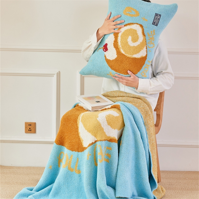暖绵绵家纺 2025新款甜品点心系列毯子毛毯抱枕套 拉贝瑞