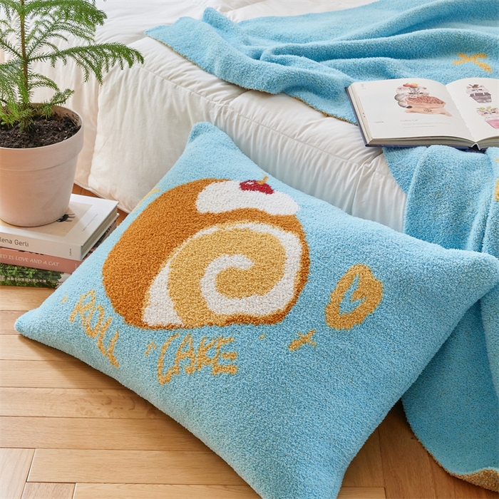 91家纺网 家纺一手货源 找家纺 暖绵绵家纺 2025新款甜品点心系列毯子毛毯抱枕套 拉贝瑞