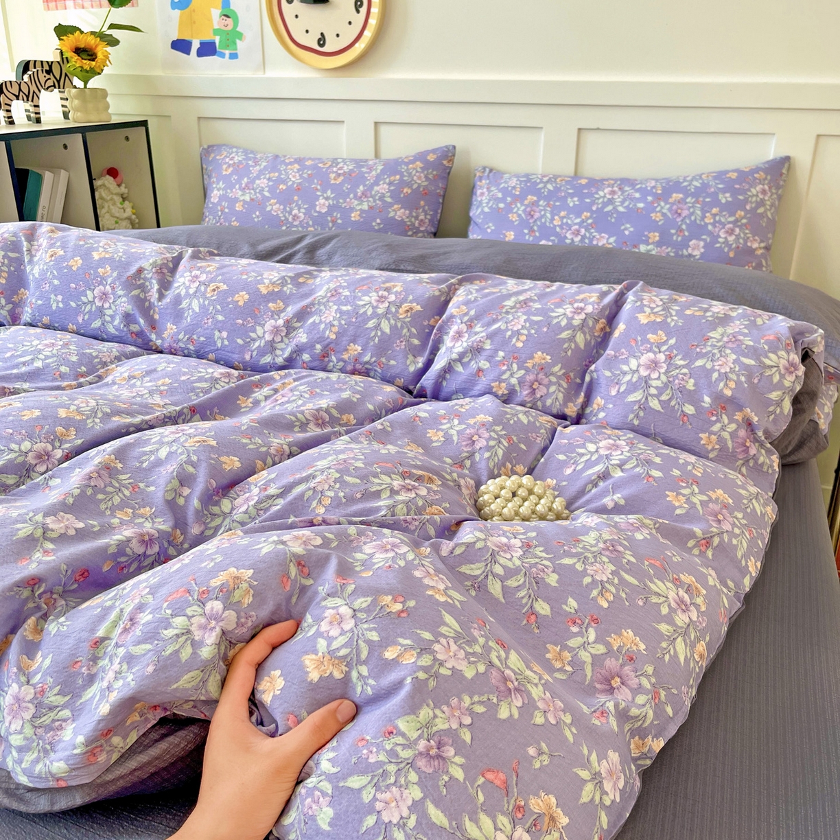 91家纺网 家纺一手货源 找家纺 （总）王朝国际 2025新款爆款云感亚麻有氧双层纱皱皱双层纱四件套