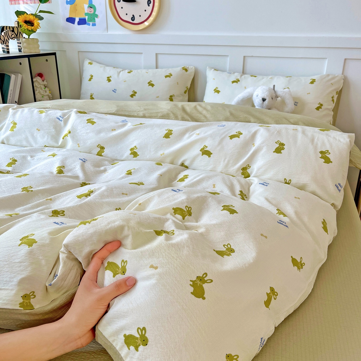 91家纺网 家纺一手货源 找家纺 （总）王朝国际 2025新款爆款云感亚麻有氧双层纱皱皱双层纱四件套