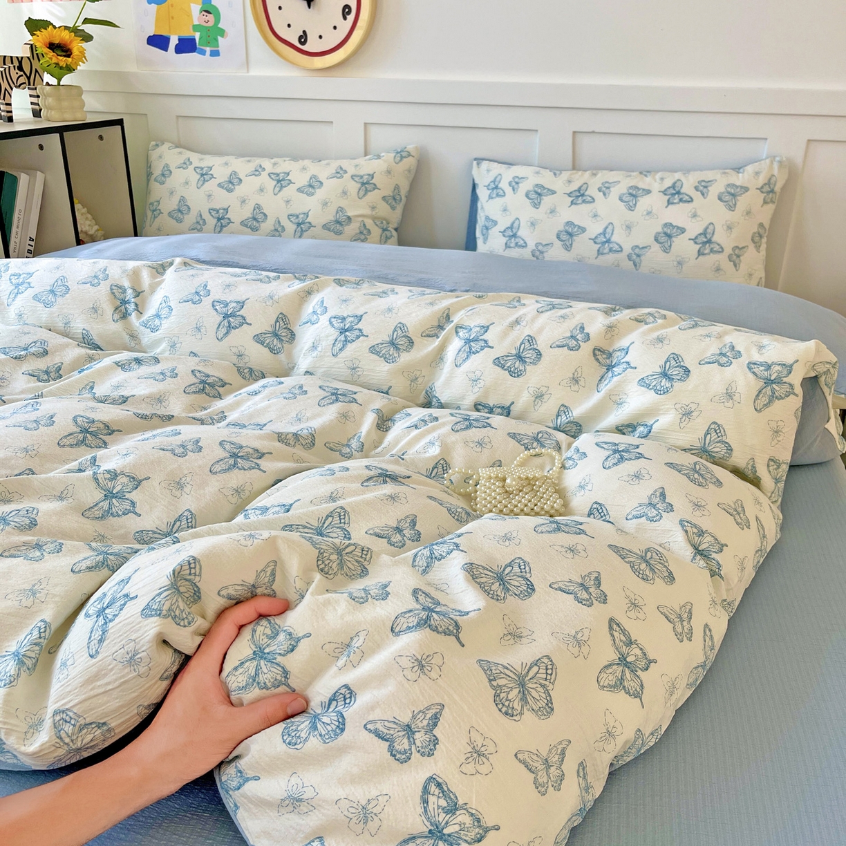 91家纺网 家纺一手货源 找家纺 （总）王朝国际 2025新款爆款云感亚麻有氧双层纱皱皱双层纱四件套