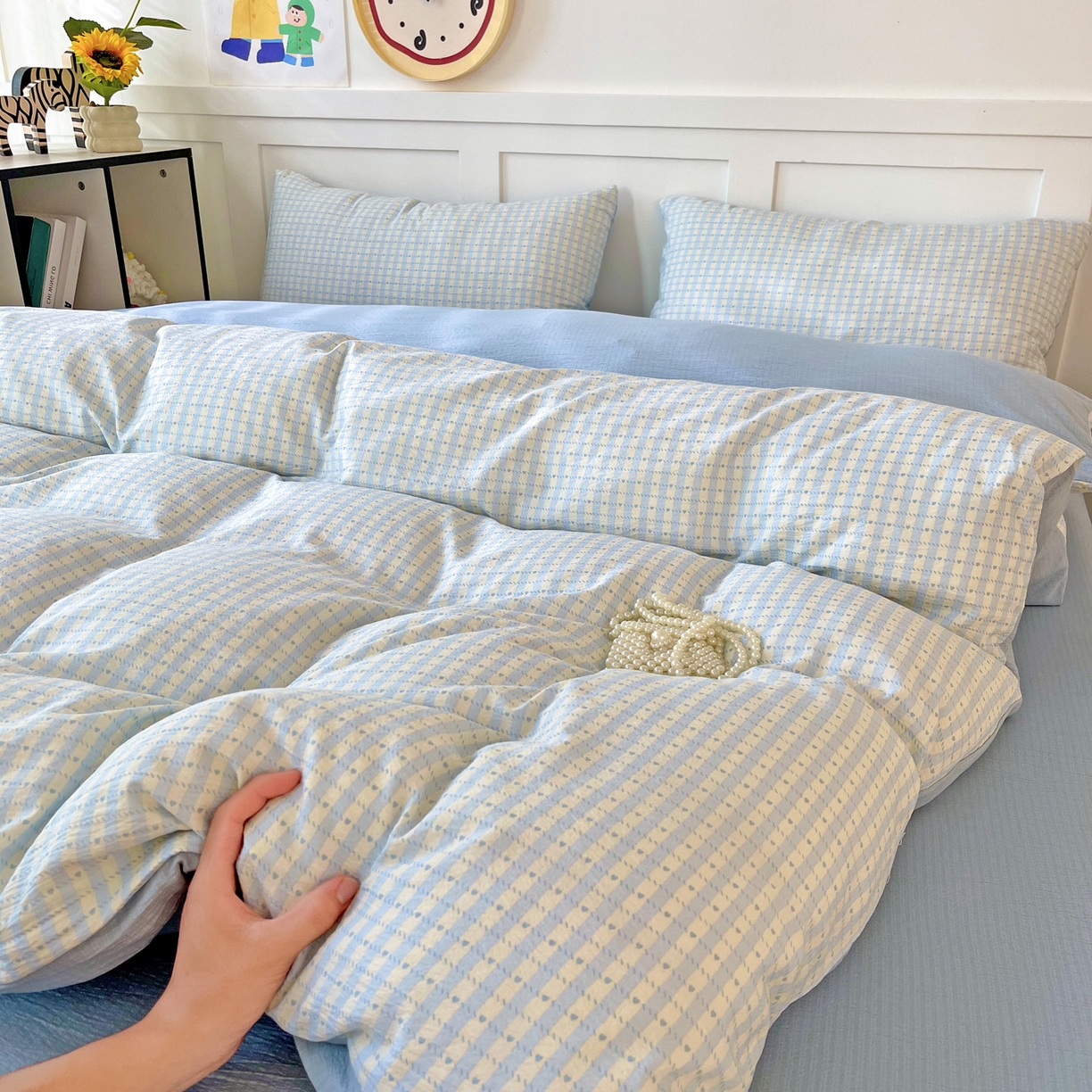 91家纺网 家纺一手货源 找家纺 （总）王朝国际 2025新款爆款云感亚麻有氧双层纱皱皱双层纱四件套