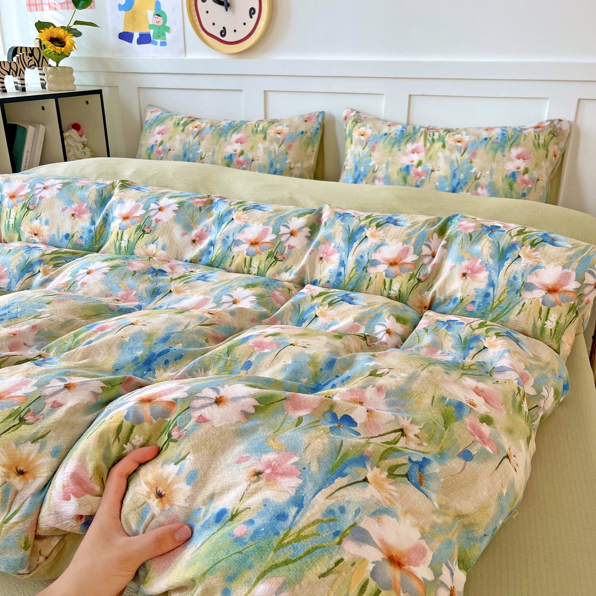 91家纺网 家纺一手货源 找家纺 （总）王朝国际 2025新款爆款云感亚麻有氧双层纱皱皱双层纱四件套