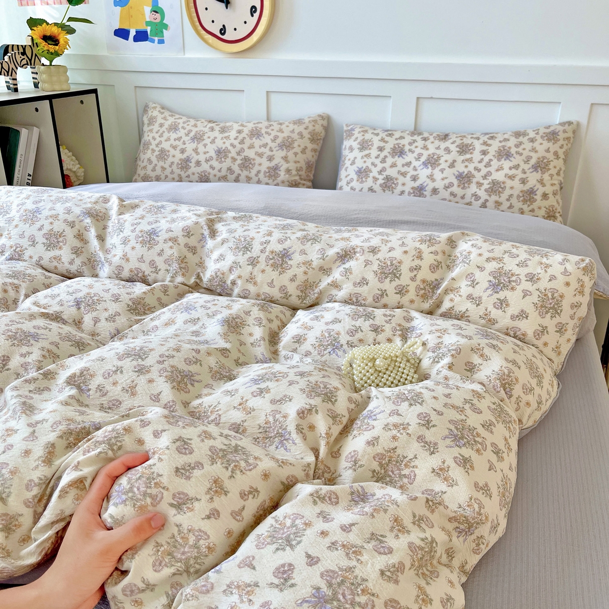 91家纺网 家纺一手货源 找家纺 （总）王朝国际 2025新款爆款云感亚麻有氧双层纱皱皱双层纱四件套