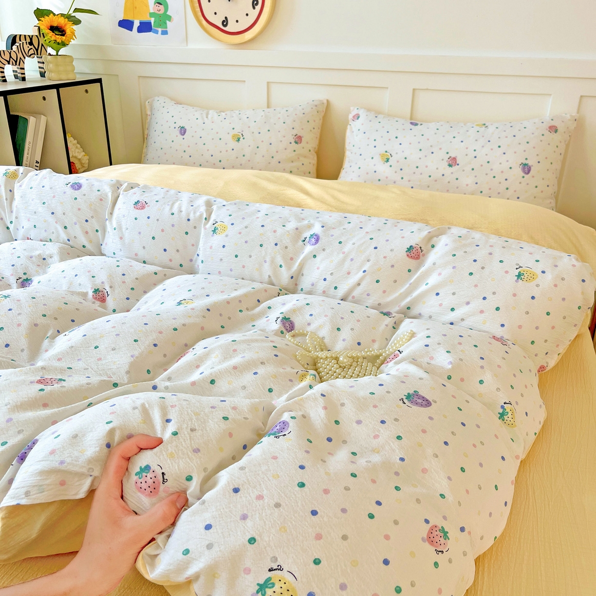 91家纺网 家纺一手货源 找家纺 （总）王朝国际 2025新款爆款云感亚麻有氧双层纱皱皱双层纱四件套