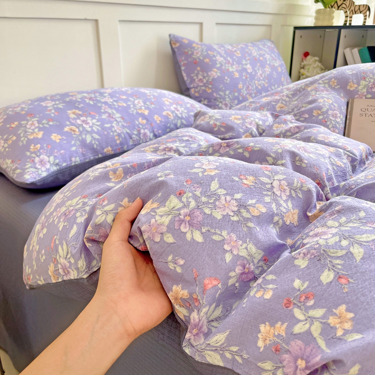 91家纺网 家纺一手货源 找家纺 （总）王朝国际 2025新款爆款云感亚麻有氧双层纱皱皱双层纱四件套