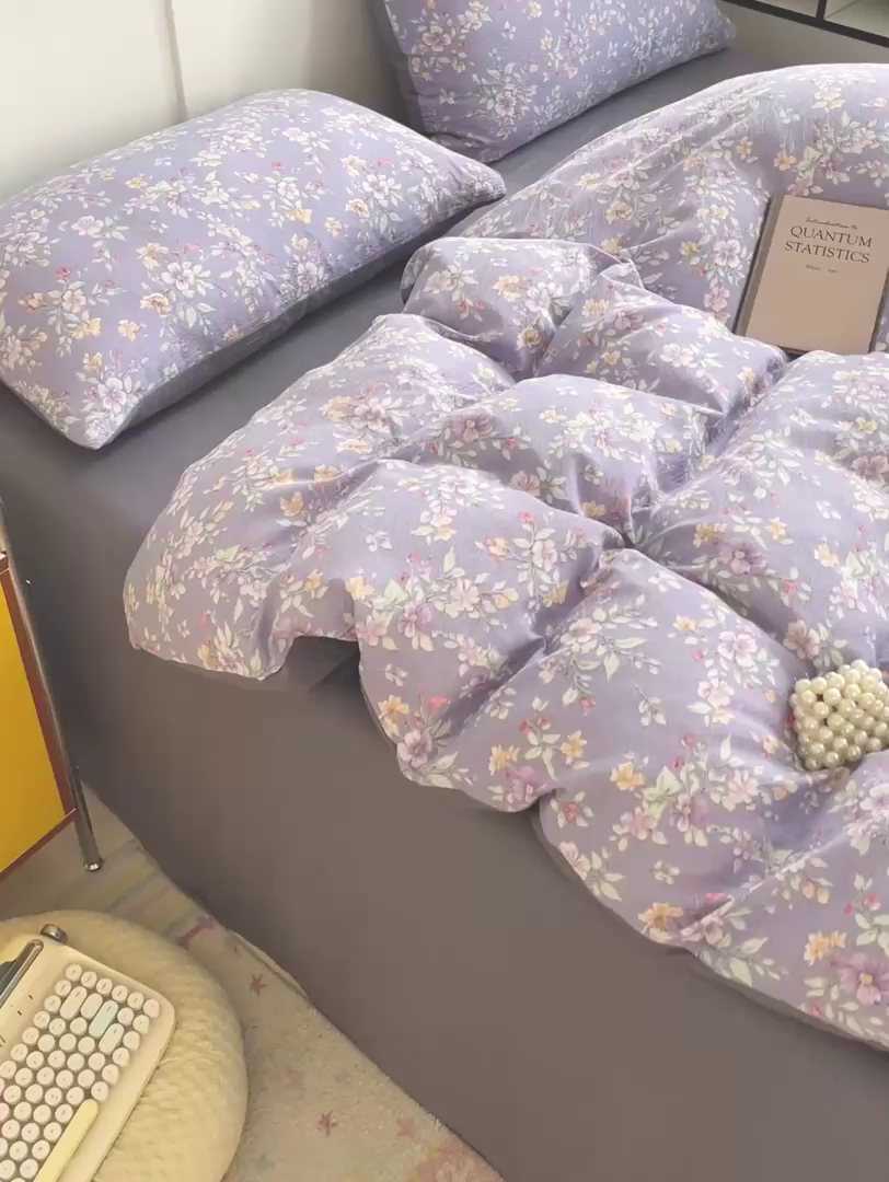 91家纺网 家纺一手货源 找家纺 （总）王朝国际 2025新款爆款云感亚麻有氧双层纱皱皱双层纱四件套