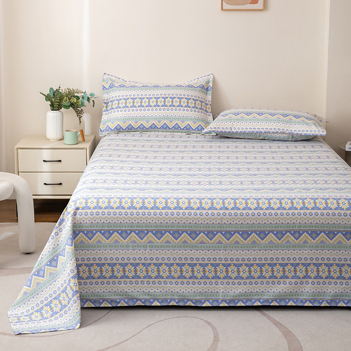 91家纺网 家纺一手货源 找家纺 居美良品 2025新款人字纹老粗布凉席席子单床单 床单单件 璀璨星河