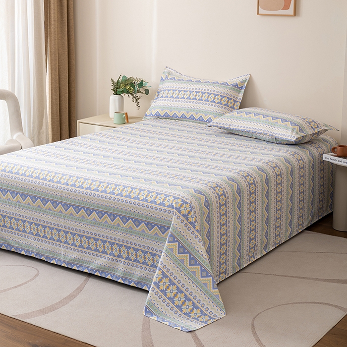 91家纺网 家纺一手货源 找家纺 居美良品 2025新款人字纹老粗布凉席席子单床单 床单单件 璀璨星河