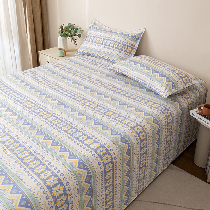 91家纺网 家纺一手货源 找家纺 居美良品 2025新款人字纹老粗布凉席席子单床单 床单单件 璀璨星河