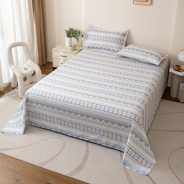 91家纺网 家纺一手货源 找家纺 居美良品 2025新款人字纹老粗布凉席席子单床单 床单单件 璀璨星河