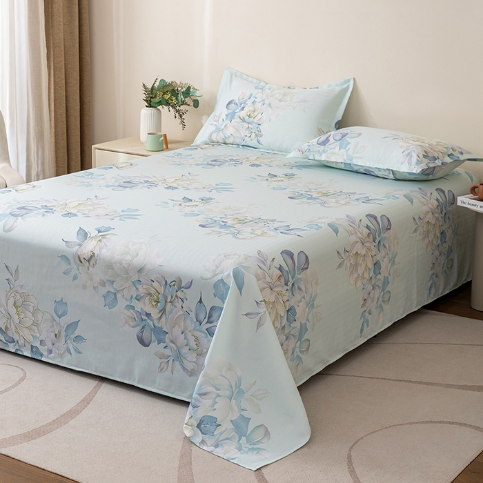 91家纺网 家纺一手货源 找家纺 居美良品 2025新款人字纹老粗布凉席席子单床单 床单单件 芳菲锦梦