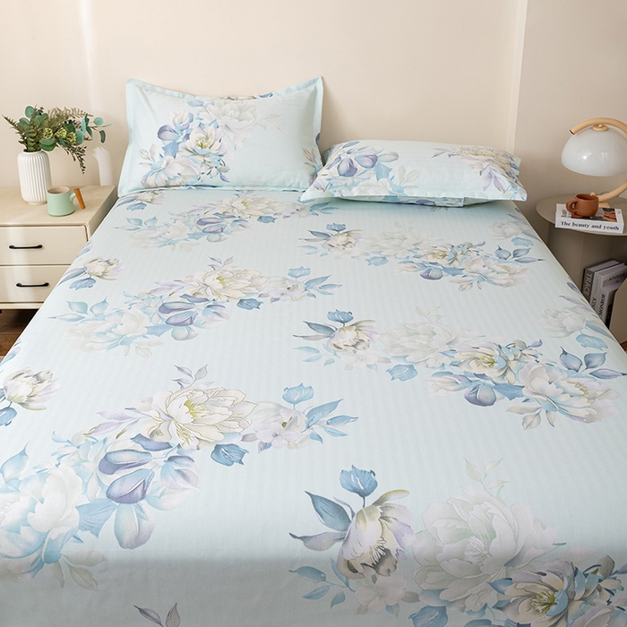 91家纺网 家纺一手货源 找家纺 居美良品 2025新款人字纹老粗布凉席席子单床单 床单单件 芳菲锦梦