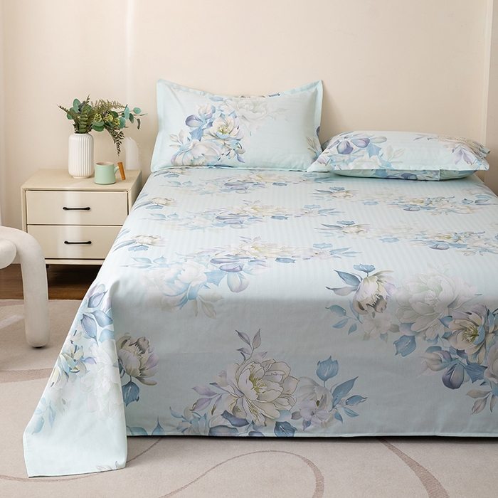 91家纺网 家纺一手货源 找家纺 居美良品 2025新款人字纹老粗布凉席席子单床单 床单单件 芳菲锦梦