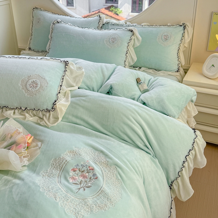 91家纺网 家纺一手货源 找家纺 橘子家 2025新款婴儿绒床上四件套系列-维纳斯 维纳斯-蒂芙尼蓝