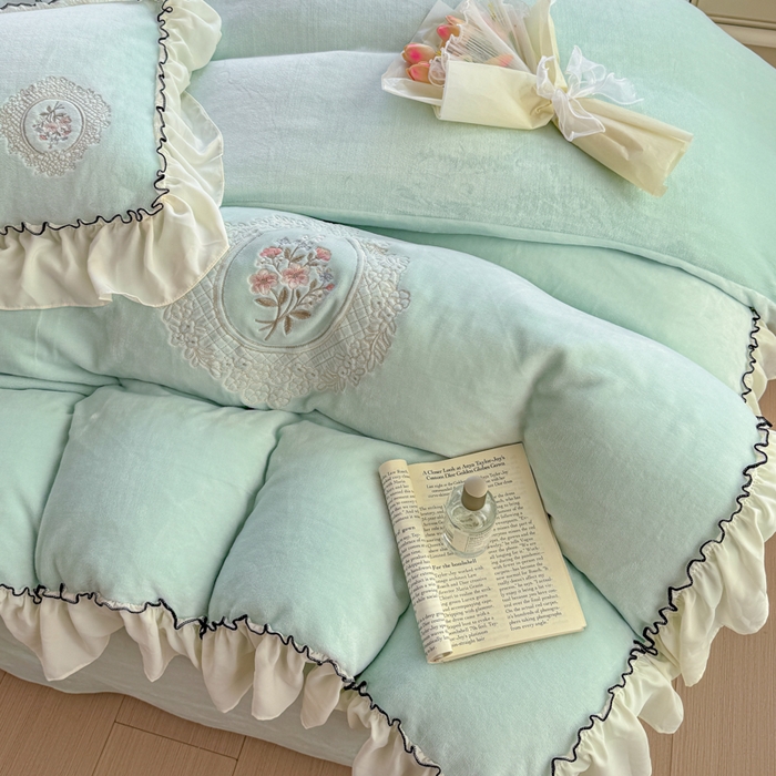 91家纺网 家纺一手货源 找家纺 橘子家 2025新款婴儿绒床上四件套系列-维纳斯 维纳斯-蒂芙尼蓝