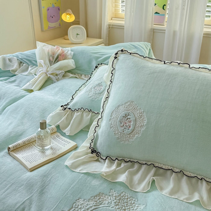 91家纺网 家纺一手货源 找家纺 橘子家 2025新款婴儿绒床上四件套系列-维纳斯 维纳斯-蒂芙尼蓝