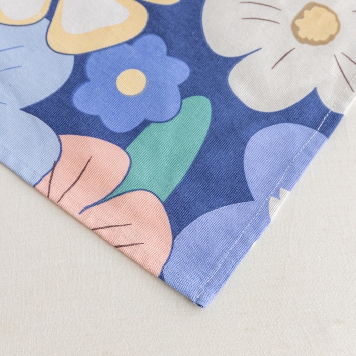 91家纺网 家纺一手货源 找家纺 居美良品 2025新款人字纹老粗布凉席席子单床单 床单单件 蓝色花海