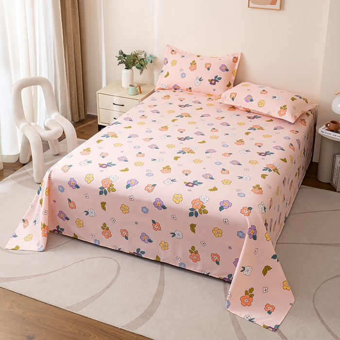 91家纺网 家纺一手货源 找家纺 居美良品 2025新款人字纹老粗布凉席席子单床单 床单单件 暖阳花开