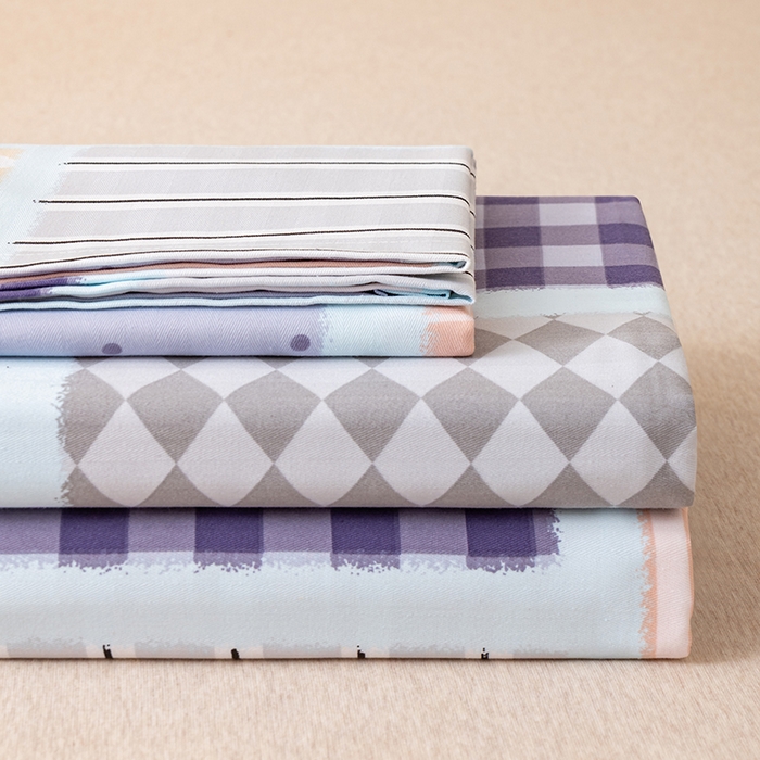 91家纺网 家纺一手货源 找家纺 居美良品 2025新款人字纹老粗布凉席席子单床单 床单单件 幸福魔方