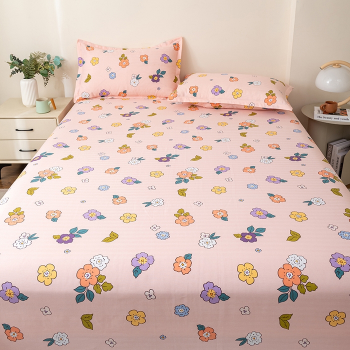 91家纺网 家纺一手货源 找家纺 居美良品 2025新款人字纹老粗布凉席席子单床单 床单单件 暖阳花开