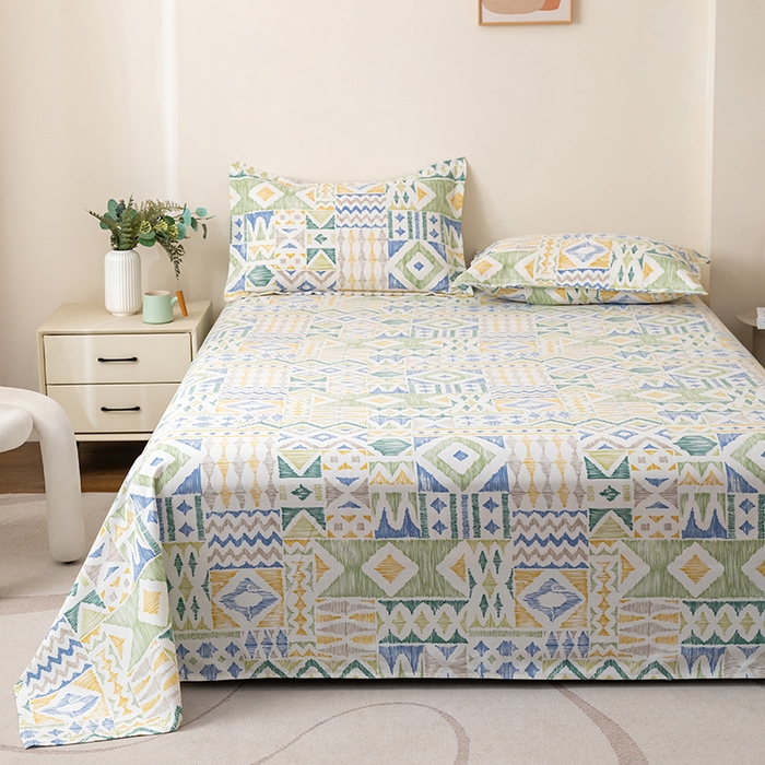 91家纺网 家纺一手货源 找家纺 居美良品 2025新款人字纹老粗布凉席席子单床单 床单单件 极简空间