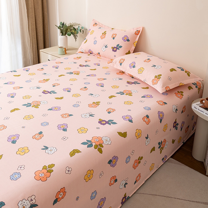 91家纺网 家纺一手货源 找家纺 居美良品 2025新款人字纹老粗布凉席席子单床单 床单单件 暖阳花开