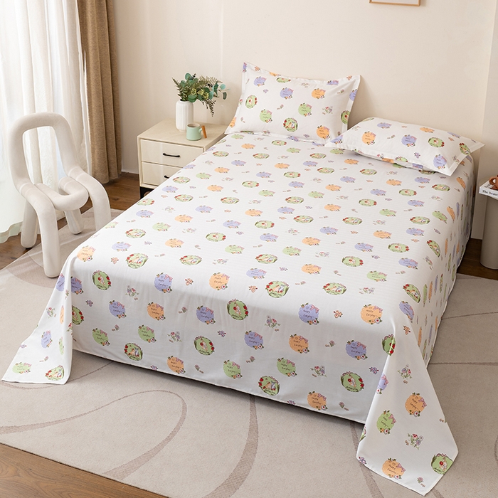 91家纺网 家纺一手货源 找家纺 居美良品 2025新款人字纹老粗布凉席席子单床单 床单单件 快乐小兔