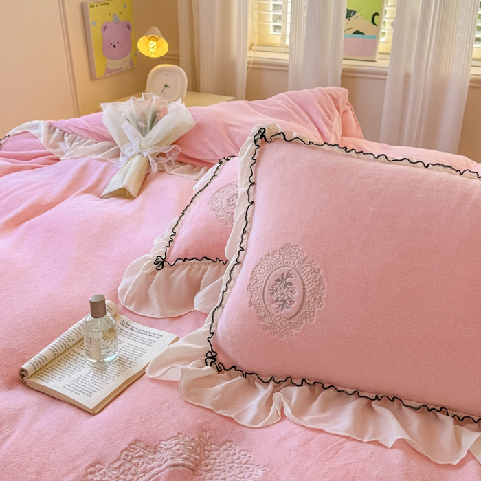 91家纺网 家纺一手货源 找家纺 橘子家 2025新款婴儿绒床上四件套系列-维纳斯 维纳斯-粉