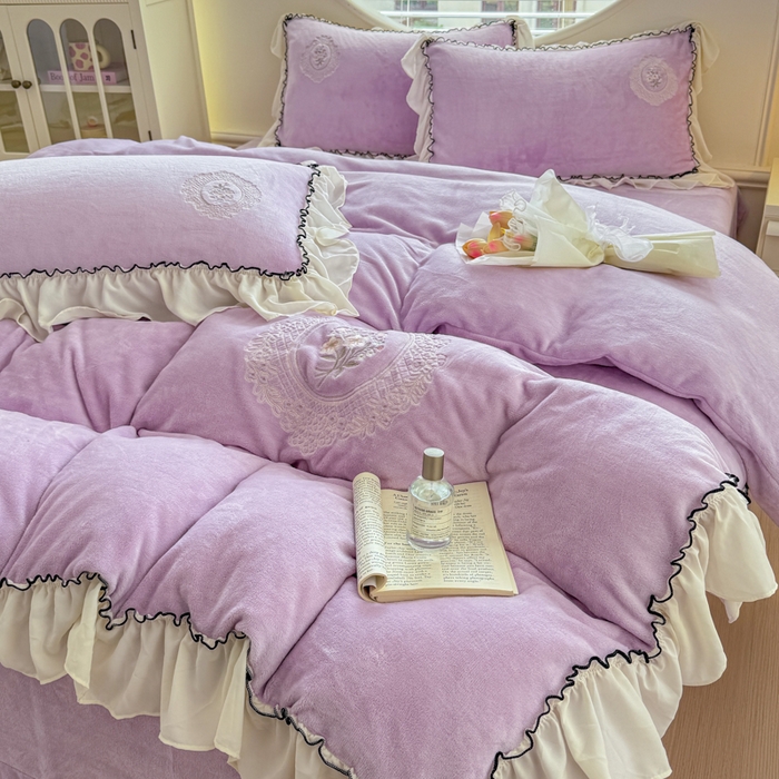 91家纺网 家纺一手货源 找家纺 橘子家 2025新款婴儿绒床上四件套系列-维纳斯 维纳斯-紫