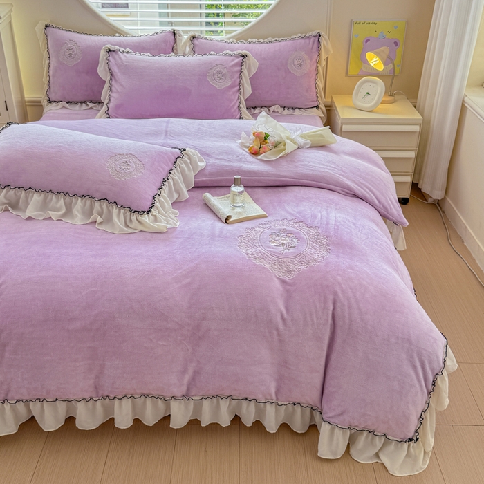 91家纺网 家纺一手货源 找家纺 橘子家 2025新款婴儿绒床上四件套系列-维纳斯 维纳斯-紫