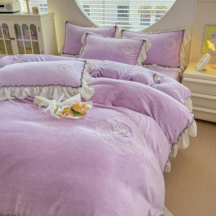 91家纺网 家纺一手货源 找家纺 橘子家 2025新款婴儿绒床上四件套系列-维纳斯 维纳斯-紫