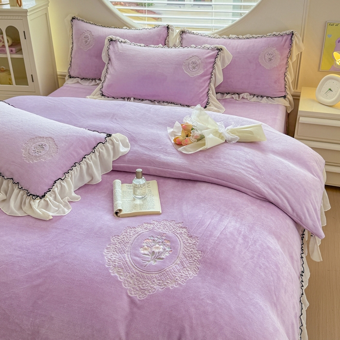 91家纺网 家纺一手货源 找家纺 橘子家 2025新款婴儿绒床上四件套系列-维纳斯 维纳斯-紫