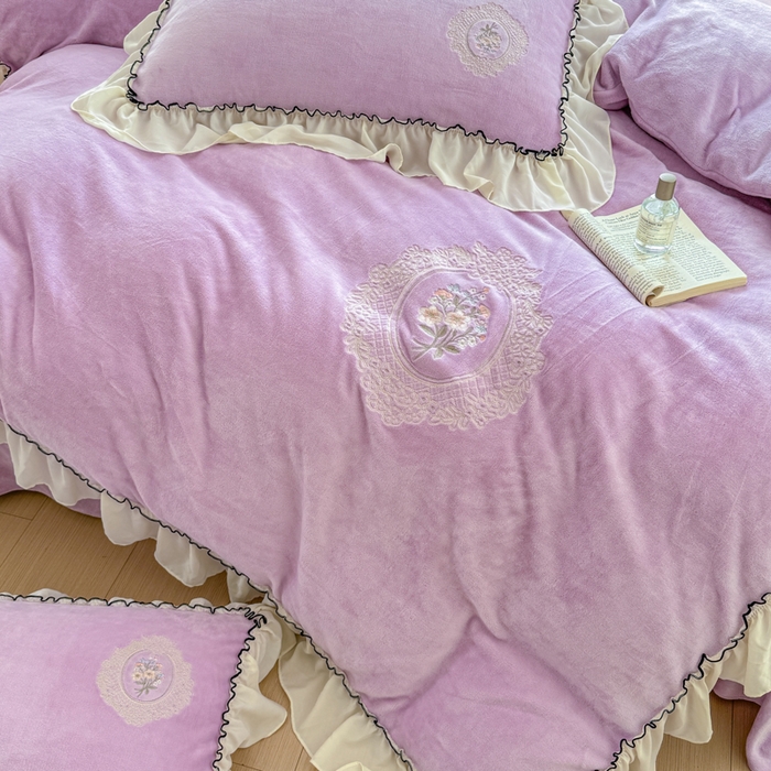 91家纺网 家纺一手货源 找家纺 橘子家 2025新款婴儿绒床上四件套系列-维纳斯 维纳斯-紫