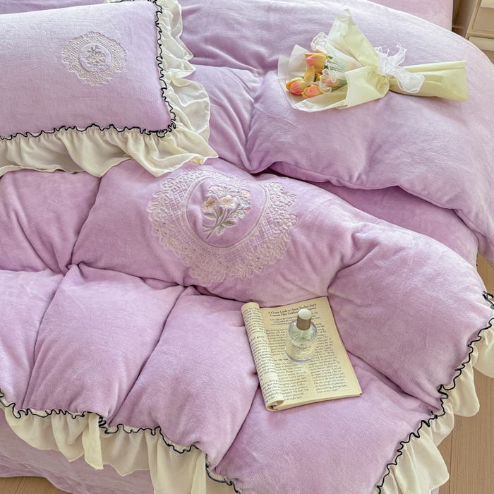 91家纺网 家纺一手货源 找家纺 橘子家 2025新款婴儿绒床上四件套系列-维纳斯 维纳斯-紫