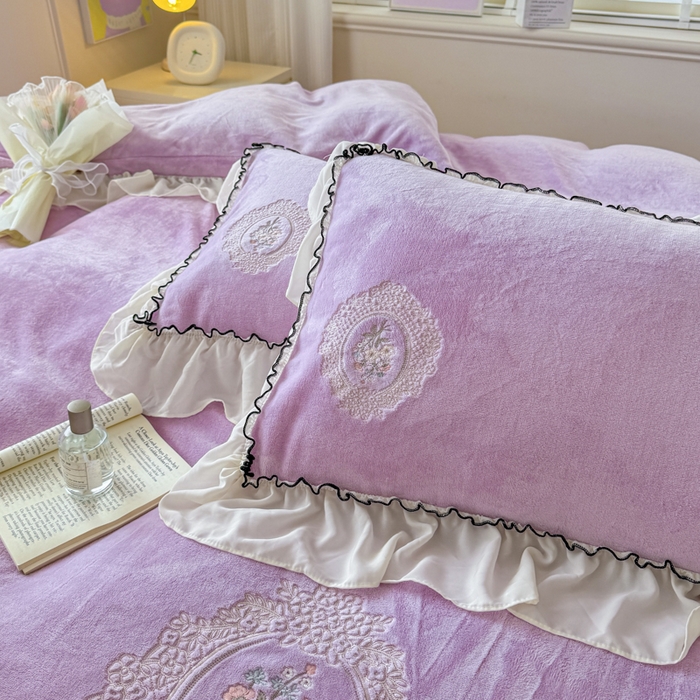 91家纺网 家纺一手货源 找家纺 橘子家 2025新款婴儿绒床上四件套系列-维纳斯 维纳斯-紫