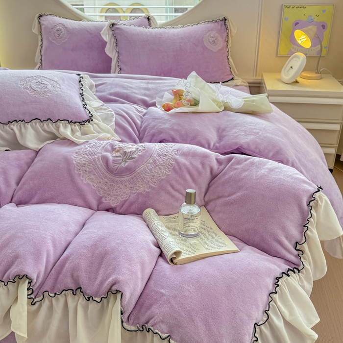 91家纺网 家纺一手货源 找家纺 橘子家 2025新款婴儿绒床上四件套系列-维纳斯 维纳斯-紫