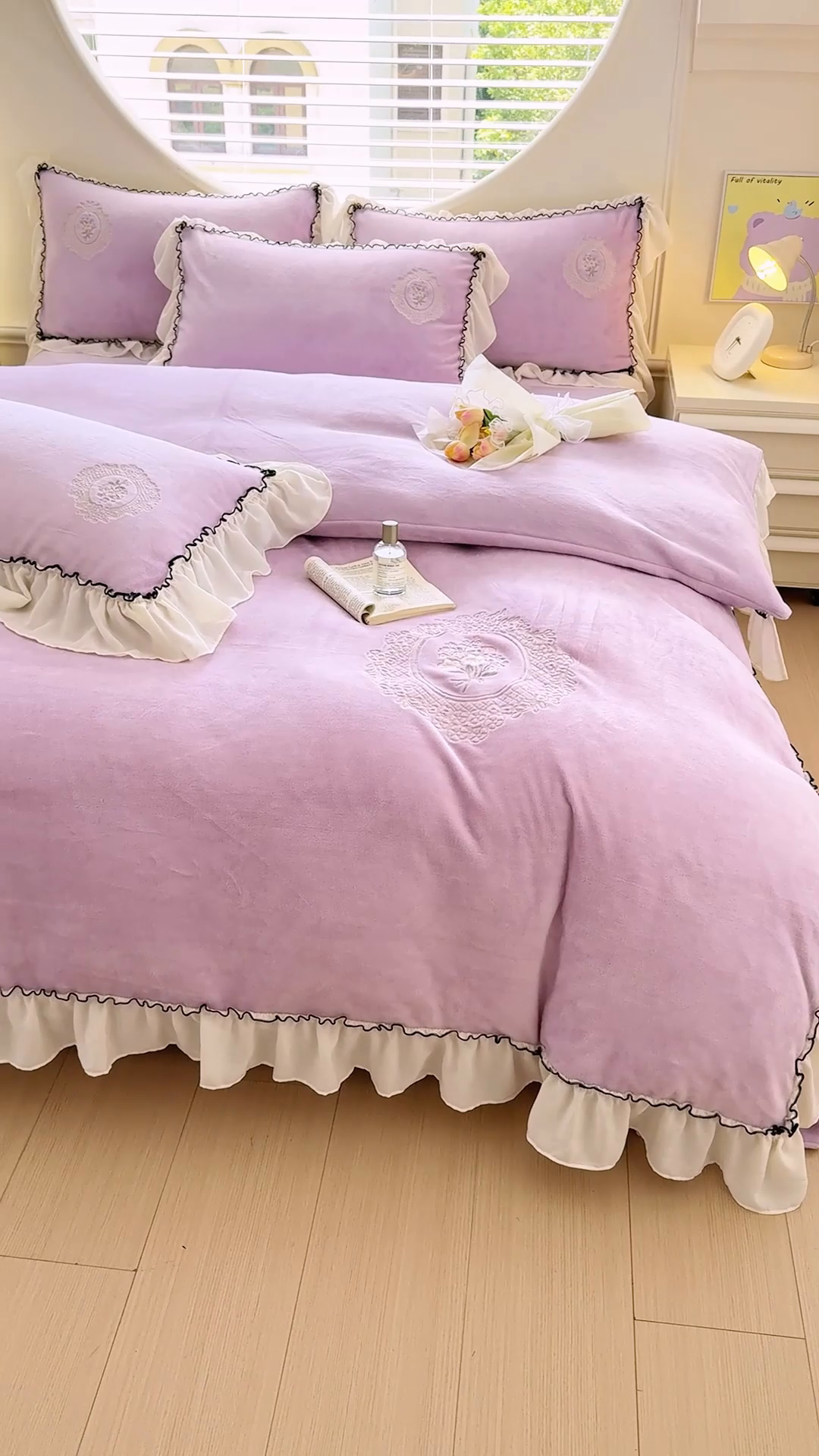 91家纺网 家纺一手货源 找家纺 橘子家 2025新款婴儿绒床上四件套系列-维纳斯 维纳斯-紫