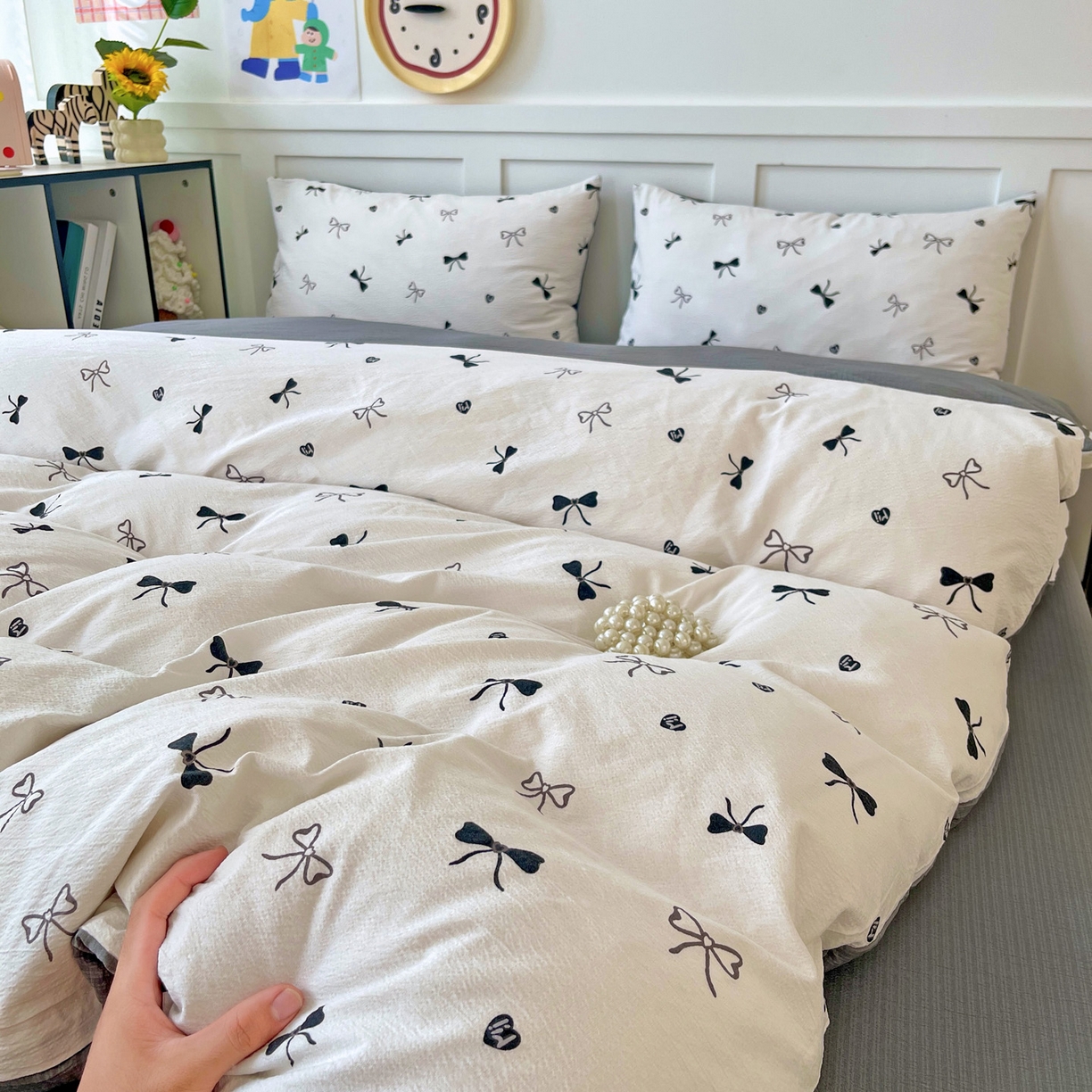 王朝国际 2026新款爆款云感亚麻有氧双层纱皱皱双层纱四件套 告白